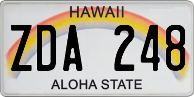 HI license plate ZDA248