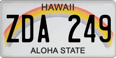 HI license plate ZDA249