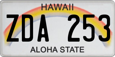 HI license plate ZDA253