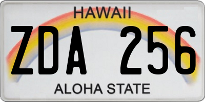 HI license plate ZDA256