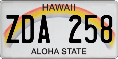 HI license plate ZDA258