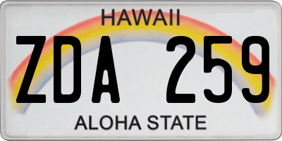 HI license plate ZDA259