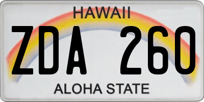 HI license plate ZDA260