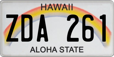 HI license plate ZDA261