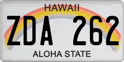 HI license plate ZDA262