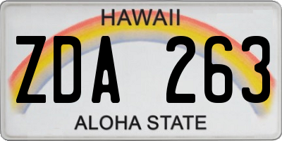 HI license plate ZDA263