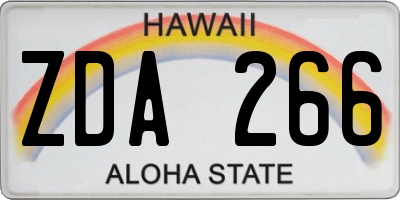 HI license plate ZDA266