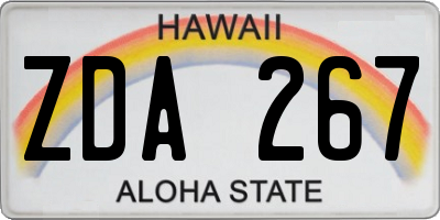 HI license plate ZDA267