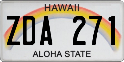 HI license plate ZDA271