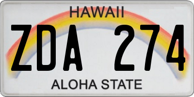 HI license plate ZDA274