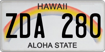 HI license plate ZDA280