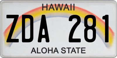 HI license plate ZDA281