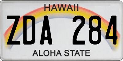 HI license plate ZDA284