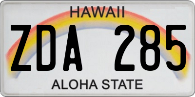 HI license plate ZDA285