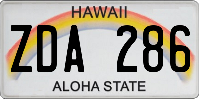 HI license plate ZDA286