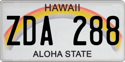 HI license plate ZDA288
