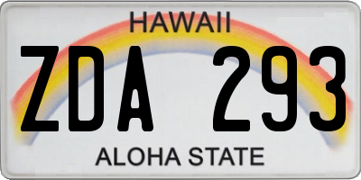 HI license plate ZDA293