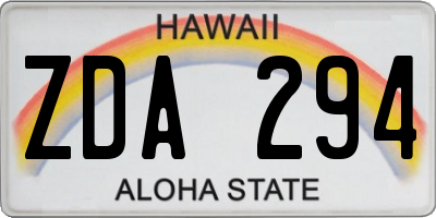 HI license plate ZDA294