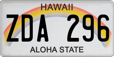 HI license plate ZDA296
