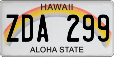 HI license plate ZDA299