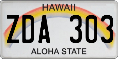 HI license plate ZDA303