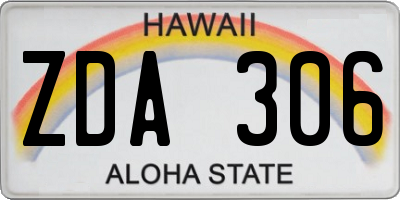 HI license plate ZDA306