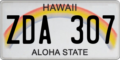 HI license plate ZDA307