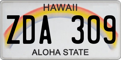 HI license plate ZDA309