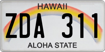HI license plate ZDA311