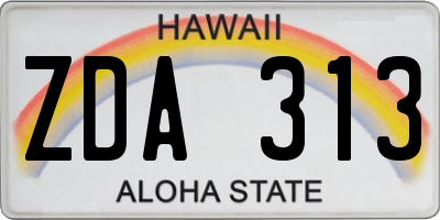 HI license plate ZDA313