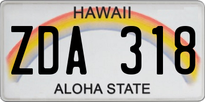 HI license plate ZDA318