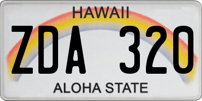 HI license plate ZDA320