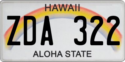 HI license plate ZDA322