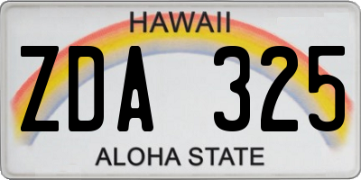 HI license plate ZDA325