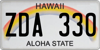 HI license plate ZDA330