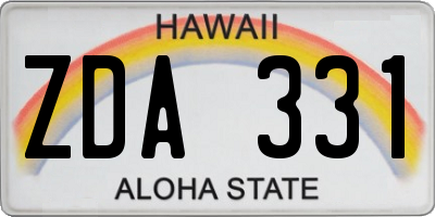 HI license plate ZDA331