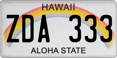 HI license plate ZDA333