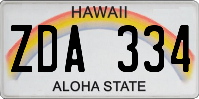 HI license plate ZDA334