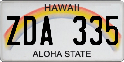 HI license plate ZDA335