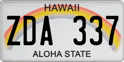 HI license plate ZDA337