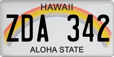 HI license plate ZDA342