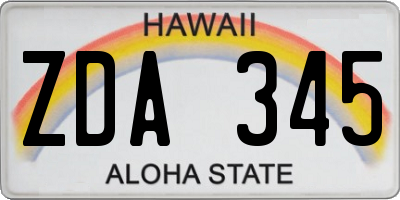 HI license plate ZDA345