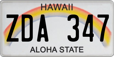 HI license plate ZDA347