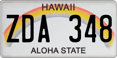 HI license plate ZDA348