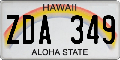 HI license plate ZDA349