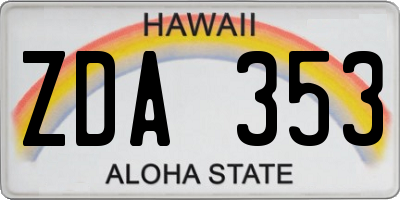 HI license plate ZDA353