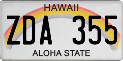 HI license plate ZDA355