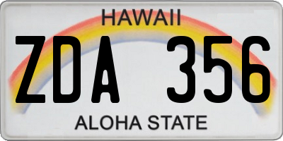 HI license plate ZDA356