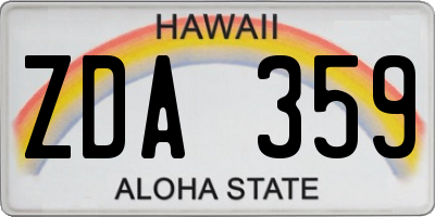HI license plate ZDA359