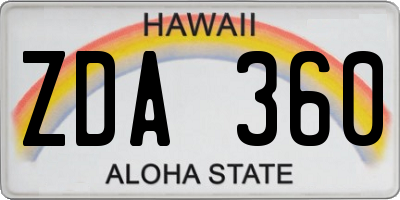 HI license plate ZDA360
